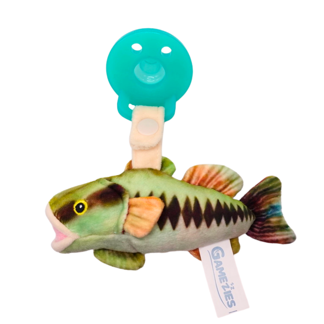 Bass Fish Baby Plush Toy with Pacifier | Fishing Baby Shower Gift